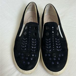 TODS Sportivo XK Pantofola Black Suede Leather Embellished Sneakers 40 EU